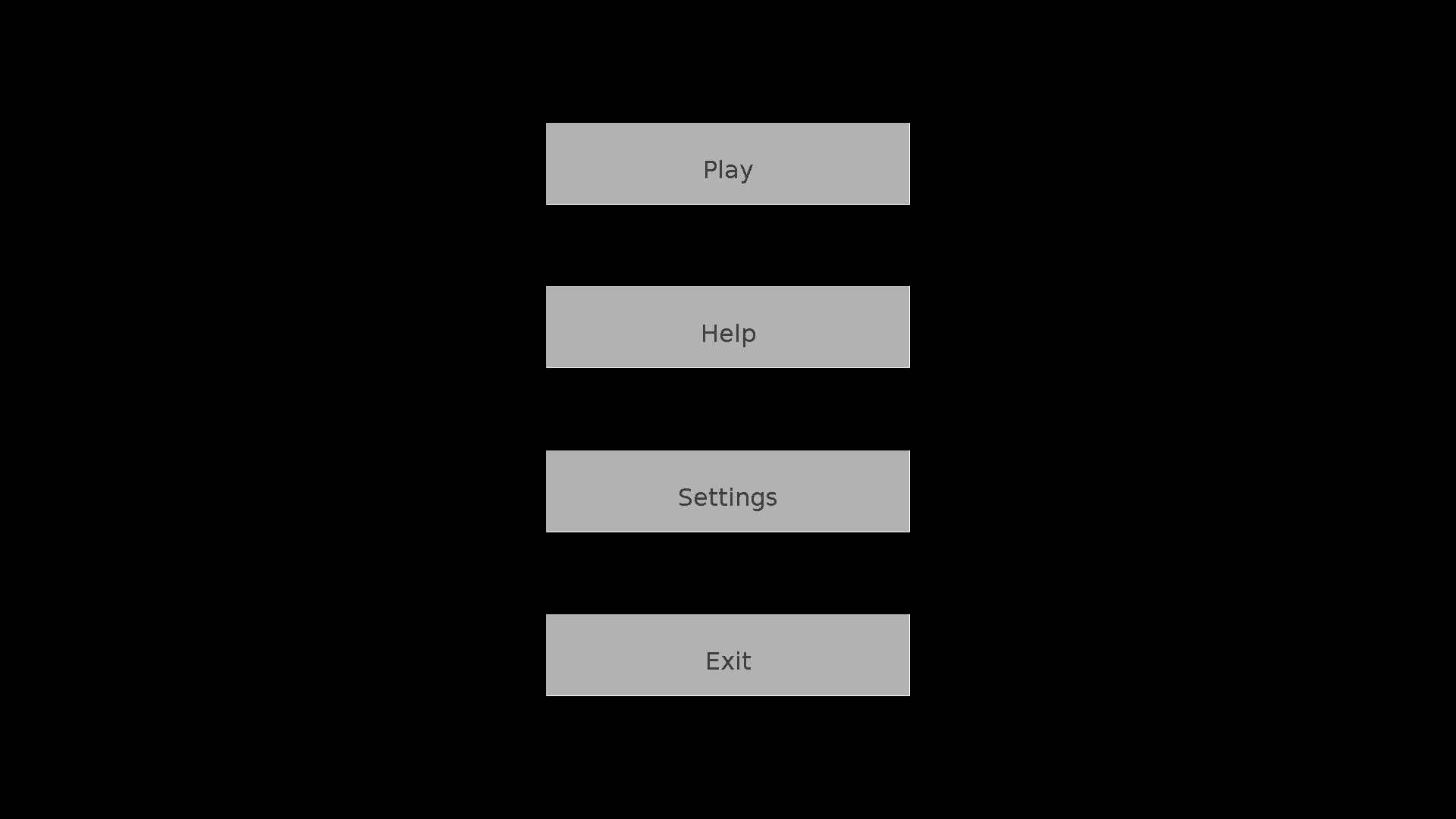 Basic game menu on game boot